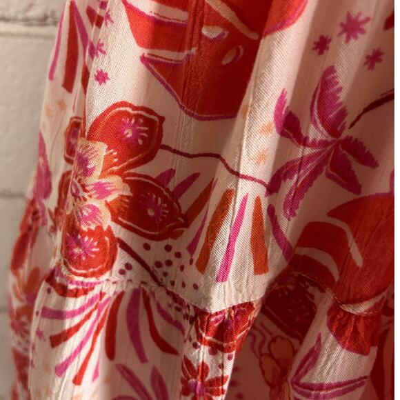 Angie Orange Floral Dress size L - Picture 3 of 8